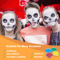FLYISH DIRECT Profesionálna súprava na maľovanie na tvár na Halloween a karneval - Vodou riediteľný mejkap 30g x 2 farby, Biela + Červená 5