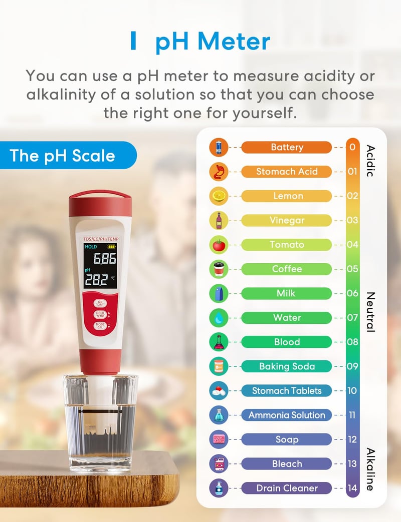 Flysocks 4 az 1-ben pH mérő, vízminőség teszter TDS/EC hőmérséklet LCD kijelzővel
