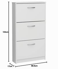 Botník FMD Möbel Step 3 s 3 výklopnými dvierkami, biely, 58,5 x 104,5 x 17 cm 3