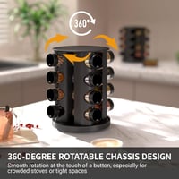FNLLC Forgó Fűszertartó 16 Üveggel, 360° Forgatható Rozsdamentes Fűszerkárusel 5