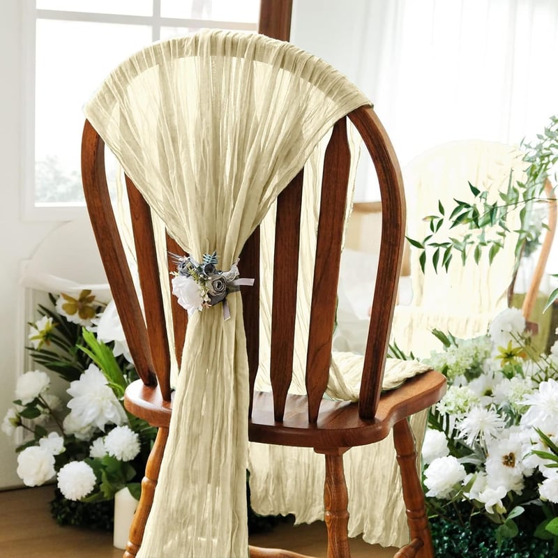 Foatcox Beige Cheesecloth Asztalfutó 300x90cm Boho Esküvői Dekoráció - 90 X 300 cm，1 Stück, Beige