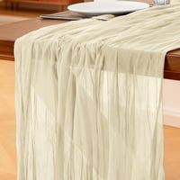 Foatcox Beige Cheesecloth Asztalfutó 300x90cm Boho Esküvői Dekoráció - 90 X 300 cm，1 Stück, Beige 1