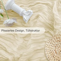 Foatcox Beige Cheesecloth Asztalfutó 300x90cm Boho Esküvői Dekoráció - 90 X 300 cm，1 Stück, Beige 4