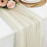 Béžový šifónový obrus na stôl Foatcox 77x300 cm, jemný dekoratívny obrus na boho svadbu, oslavu, krstiny, babyshower, do kuchyne 1