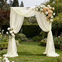 Béžový šifónový obrus na stôl Foatcox 77x300 cm, jemný dekoratívny obrus na boho svadbu, oslavu, krstiny, babyshower, do kuchyne 6