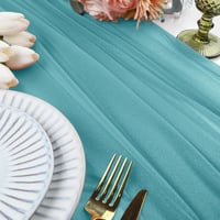 Foatcox kék-szürke chiffon asztali futó 77x300 cm esküvőhöz 2