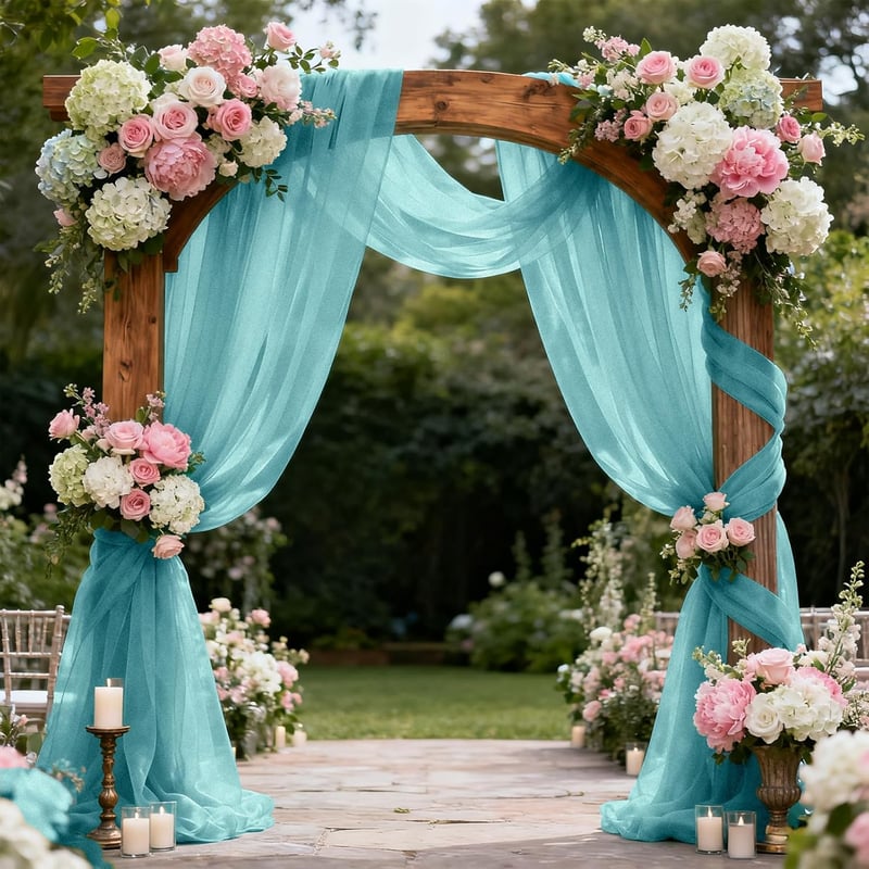 Foatcox kék-szürke chiffon asztali futó 77x300 cm esküvőhöz