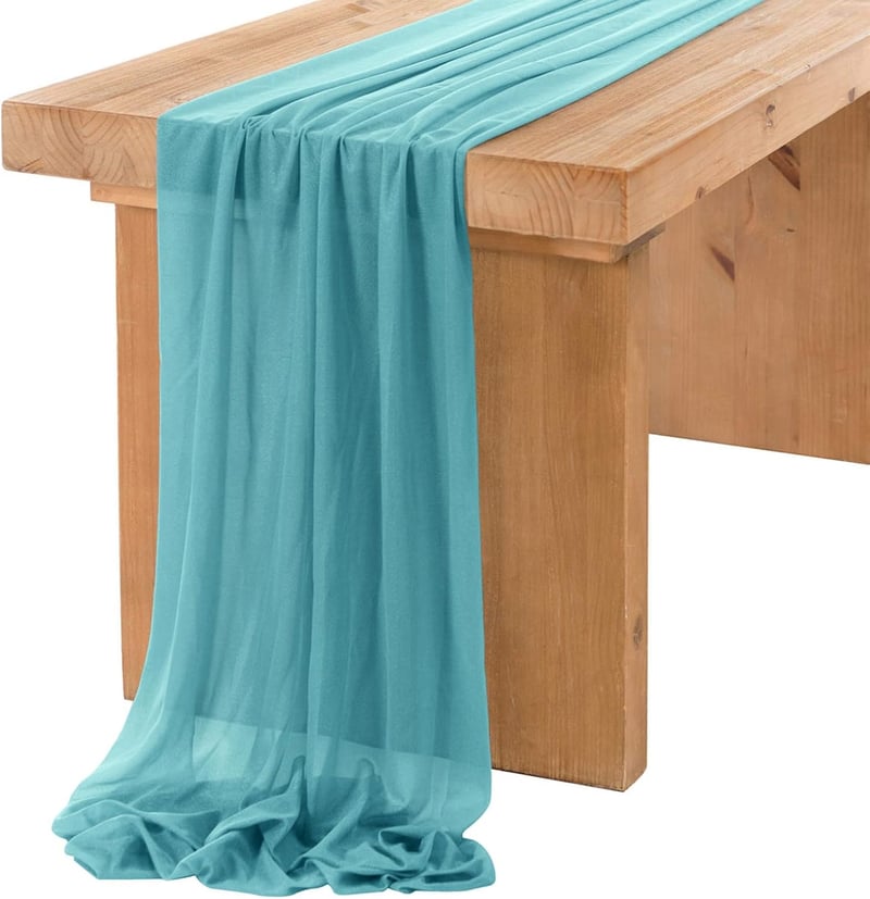 Foatcox kék-szürke chiffon asztali futó 77x300 cm esküvőhöz