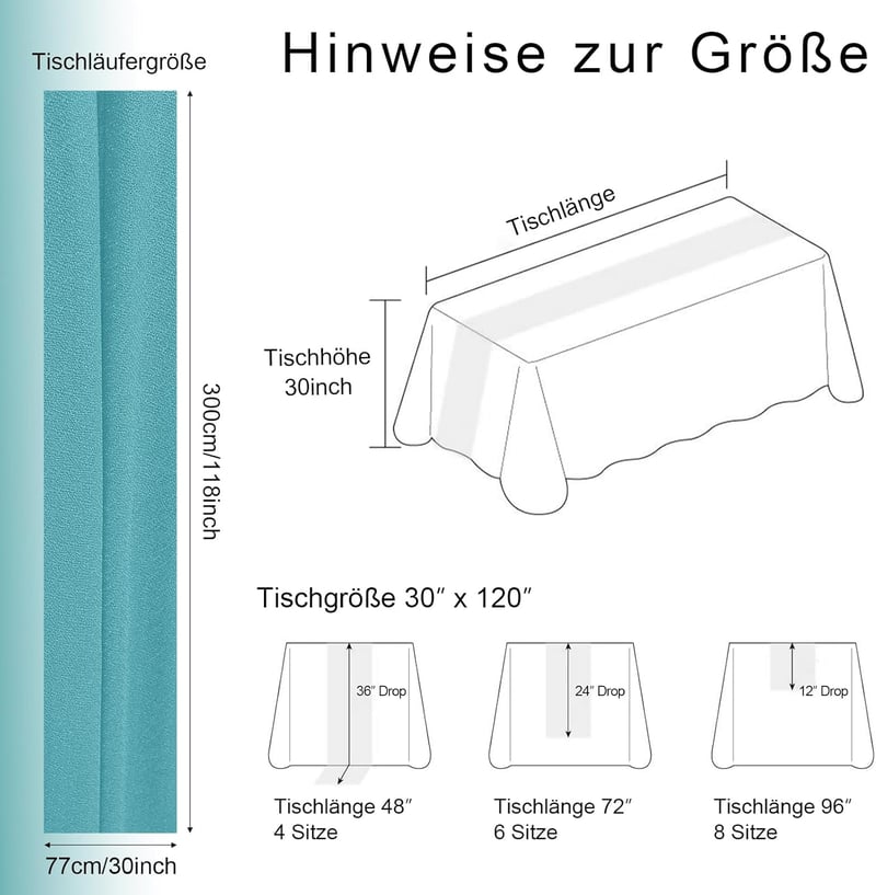 Foatcox kék-szürke chiffon asztali futó 77x300 cm esküvőhöz