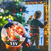 Fobaston 5m 200 LED-es Fényfüggöny Meleg Fehér 8 Program IP44 Vízálló Kültéri Beltéri 4