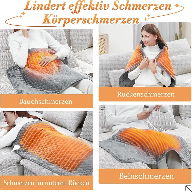 Focbeo XXXL Elektromos Melegítőpárna Automatikus Kikapcsolással, 80x60cm, 6 Hőfokozat, 4 Időzítő, Mosható, Túlmelegedés Elleni Védelemmel Há