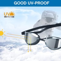 Focevi úszószemüveg felnőtteknek és tinédzsereknek, páramentesítő UV védelem, fekete-ezüst cserélhető orrdugóval 3