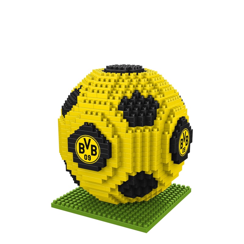 Stavebnica 3D futbalová lopta FOCO Borussia Dortmund z kociek BRXLZ – oficiálny licencovaný produkt, pre deti od 12 rokov