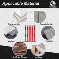 FOCSTOL Gyémánt Csempefúró Készlet - 5 db-os (4×6mm Gyémánt + 1×6mm Karbid) Kerámia, Porcelán, Márvány, Gránit és Kvarc Fúrásához 6