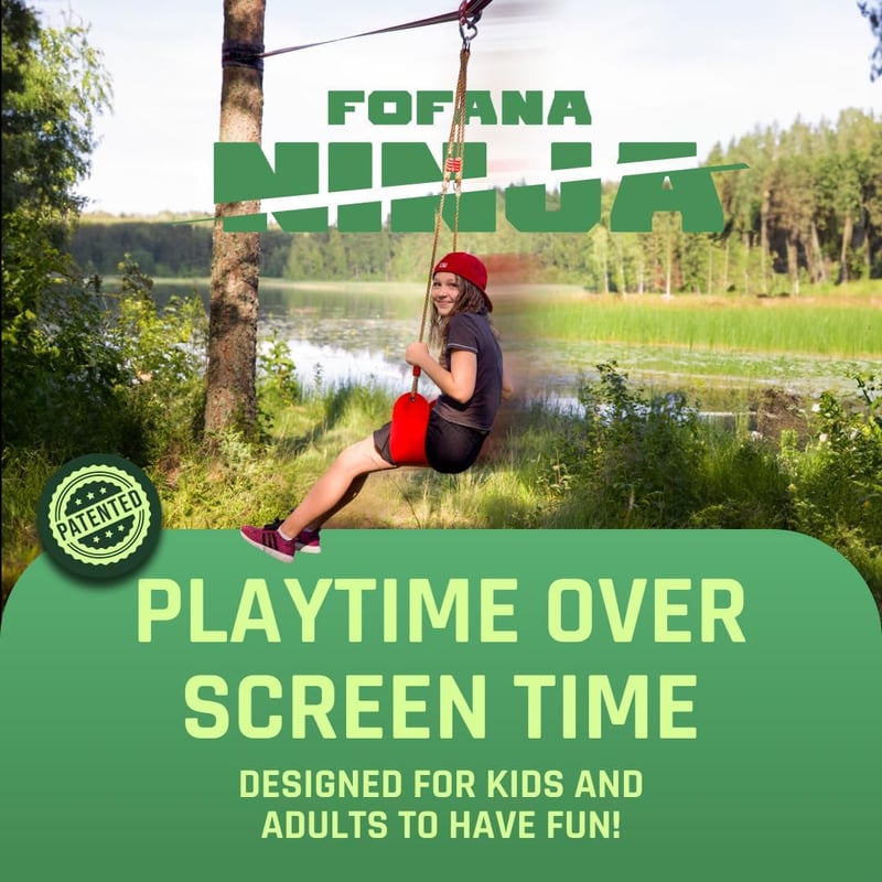 Fofana Ninja Slider 65 Ft Zipline Szett Gyerekeknek és Felnőtteknek Kertbe