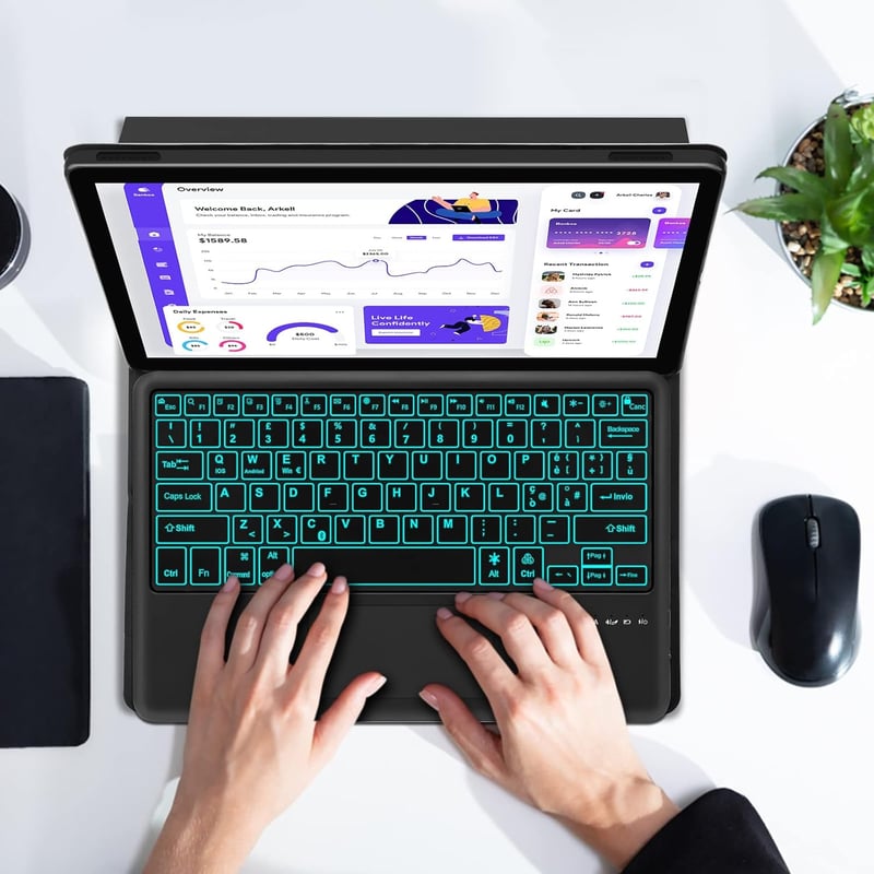 FOGARI Billentyűzet Védőtokkal Samsung Galaxy Tab S8 Plus S7 FE S7 Plus Tablet Klaviatúra Fekete 12.4 Hüvelyk