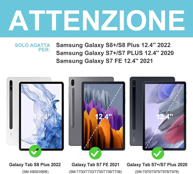 FOGARI Billentyűzet Védőtokkal Samsung Galaxy Tab S8 Plus S7 FE S7 Plus Tablet Klaviatúra Fekete 12.4 Hüvelyk