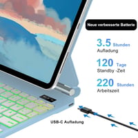 FOGARI iPad 10 Billentyűzetes Tok QWERTZ Trackpad 360° Forgatható Világító Billentyűzet Fekete 4