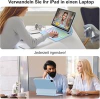 FOGARI iPad 10 Billentyűzetes Tok QWERTZ Trackpad 360° Forgatható Világító Billentyűzet Fekete 8
