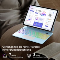 FOGARI iPad 10 Billentyűzetes Tok QWERTZ Trackpad 360° Forgatható Világító Billentyűzet Fekete 7