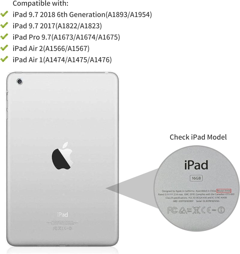 FOGARI iPad 9.7 Billentyűzetes Tok iPad 6./5. Generáció 2018/2017 iPad Air 2/1 Fekete Olasz Kiosztású Billentyűzet Védőtok