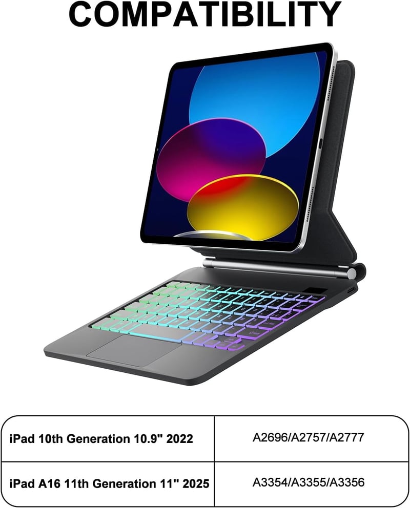 FOGARI iPad A16 11" Billentyűzet Touchpad-dal, Mágneses Rögzítés, 7 Szín Háttérvilágítás