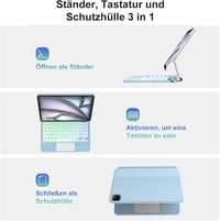 FOGARI iPad Air 13 2025/2024 Mágneses Billentyűzet Tok QWERTZ Trackpad Világoskék 2