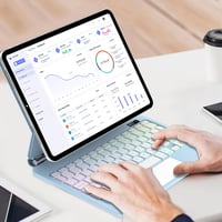 FOGARI iPad Air 13 2025/2024 Mágneses Billentyűzet Tok QWERTZ Trackpad Világoskék 7