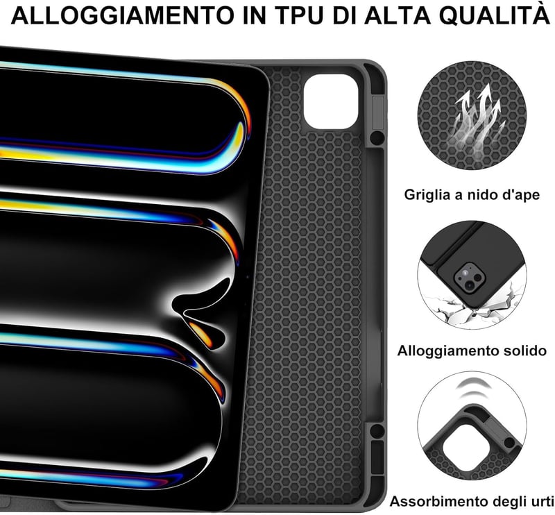 FOGARI iPad Pro 13" (M4) 2024 Billentyűzetes Tok - Világító Trackpad, Eltávolítható, Fekete