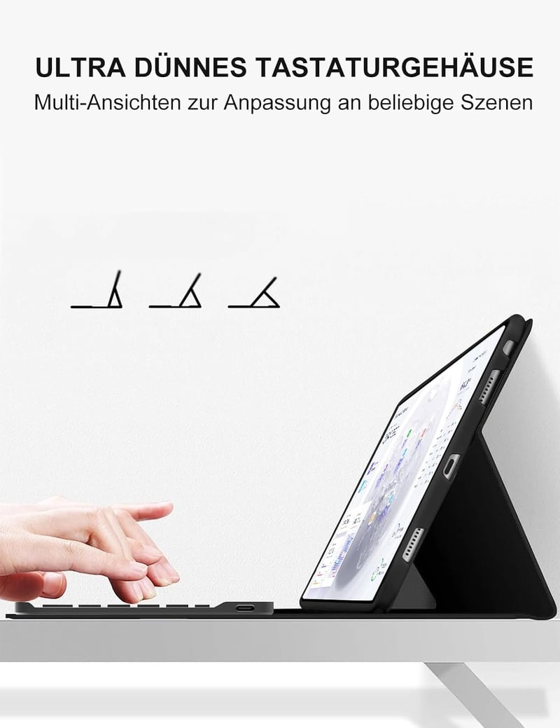FOGARI Lenovo Tab M11 Mágneses Billentyűzet Tok QWERTZ Fekete