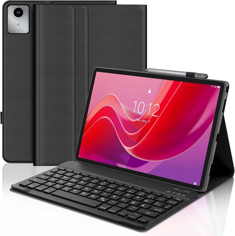 FOGARI Lenovo Tab M11 Mágneses Billentyűzet Tok QWERTZ Fekete