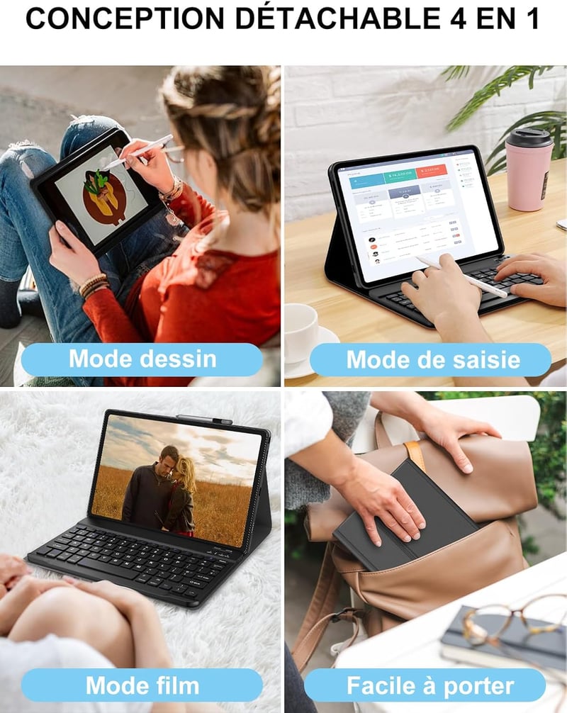 FOGARI Lenovo Tab M11 Mágneses Billentyűzet Tok QWERTZ Fekete