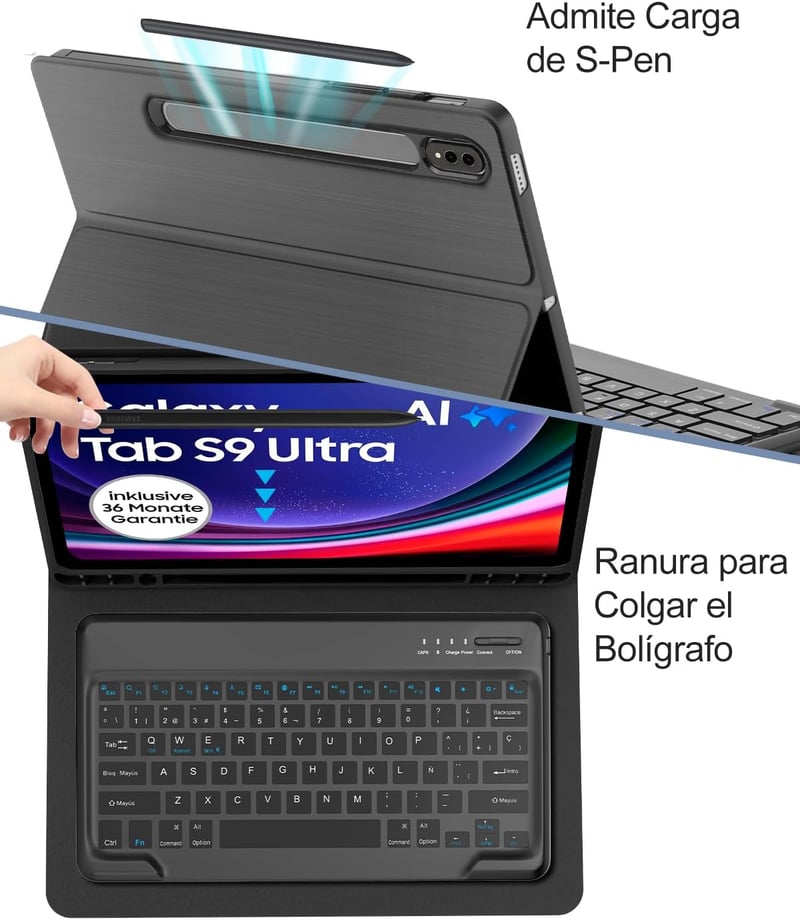 FOGARI Samsung Galaxy Tab S9 Ultra billentyűzetes tok 14.6" Bluetooth vezeték nélküli