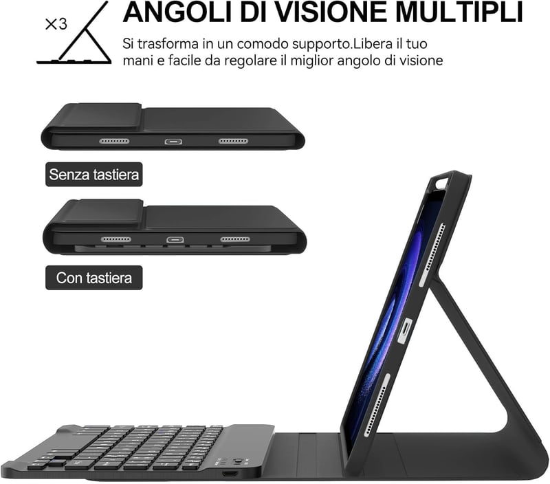 FOGARI Xiaomi Pad 6/6 Pro Tok Billentyűzettel Bluetooth Mágneses Eltávolítható Fekete