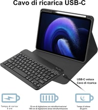 FOGARI Xiaomi Pad 6/6 Pro Tok Billentyűzettel Bluetooth Mágneses Eltávolítható Fekete 5