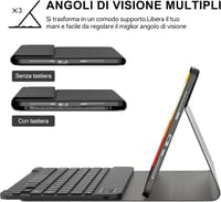 FOGARI Xiaomi Redmi Pad SE 2023 11" Billentyűzet Tok Mágneses Vezeték Nélküli Italiano QWERTY Fekete 3