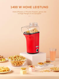 FOHERE forrólevegős popcornkészítő 1400 W, 4 L / 120 g, olajmentes 2