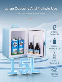 FOHERE 2 az 1-ben mini hűtőszekrény 15 L, DC/AC, Eco mód - kék 3