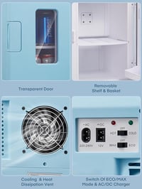 FOHERE 2 az 1-ben mini hűtőszekrény 15 L, DC/AC, Eco mód - kék 7
