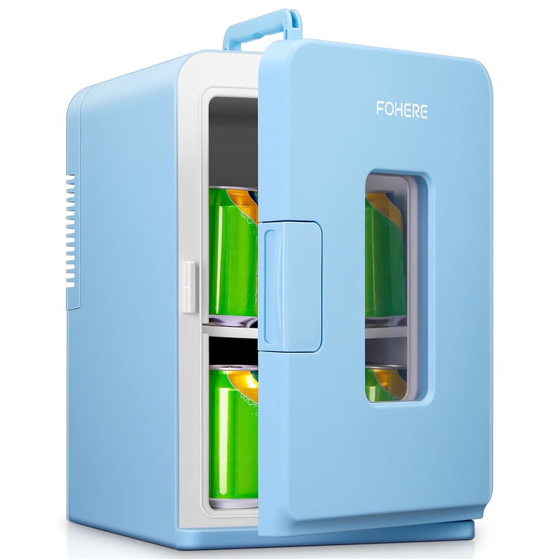 FOHERE 2 az 1-ben mini hűtőszekrény 15 L, DC/AC, Eco mód - kék