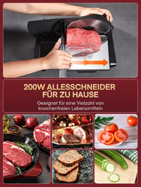 FOHERE 200 W elektromos univerzális szeletelő kenyér és hús vágó 2 darab eltávolítható 19 cm penge 0-15 vastagságbeállítás biztonsági védele 2