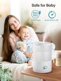 FOHERE 3,2L ultrahangos párásító, hűvös köd, illóolaj diffúzor, 7 színű LED, csendes, BPA-mentes 6