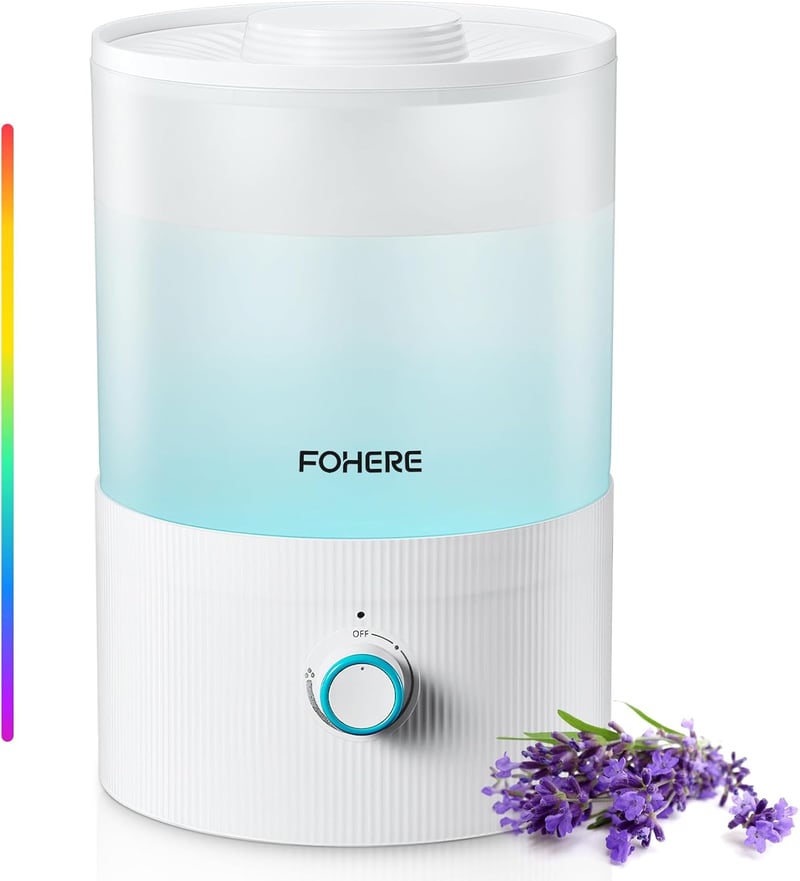 FOHERE 3,2L ultrahangos párásító, hűvös köd, illóolaj diffúzor, 7 színű LED, csendes, BPA-mentes
