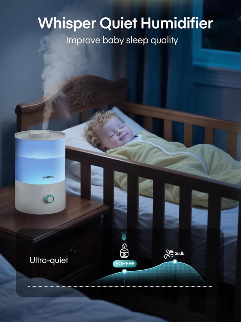 FOHERE 3,2L ultrahangos párásító, hűvös köd, illóolaj diffúzor, 7 színű LED, csendes, BPA-mentes