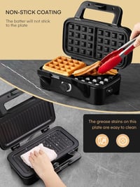 FOHERE 3 az 1-ben Szendvicssütő 1200W - 5 Fokozatú Hőmérséklet Szabályozás, Gofrisütő, Kontakt Grill, Tapadásmentes Bevonat, LED Kijelző 6