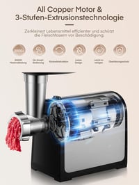 FOHERE 3az1-ben elektromos húsdaráló szalámitöltővel és 3 rozsdamentes lemezzel 4
