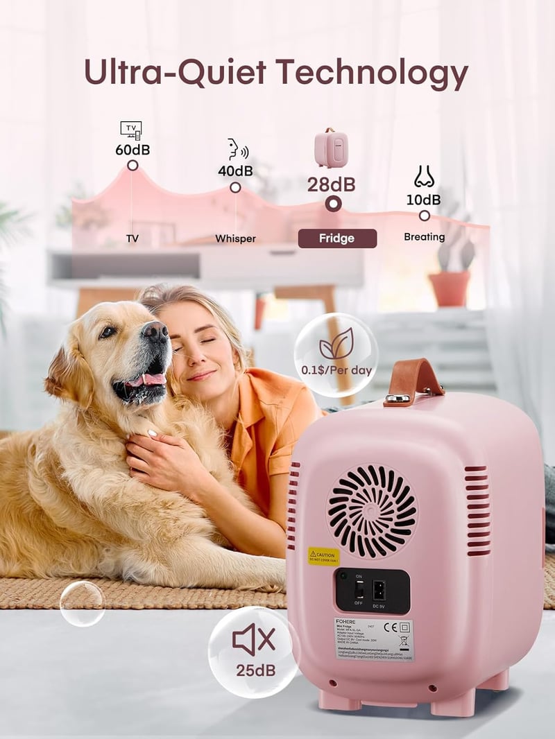 FOHERE 5 literes mini hűtőszekrény kozmetikumokhoz, italokhoz, 220V/12V, hálószobai és autós hűtő, rózsaszín