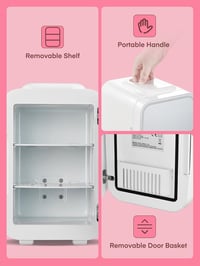 FOHERE 5L Mini Hűtőszekrény LED Tükörrel - Hűtő-Fűtő Funkció, Kozmetikai Tároló, Italok Hűtésére, Alacsony Zajszintű, Fehér 8