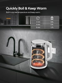 FOHERE Elektromos Vízforraló Hőmérséklet Szabályozással - 1,7L Üveg Teafőző, Melegen Tartó Funkcióval, 2200W Gyors Forralás, 5 Színű LED 9