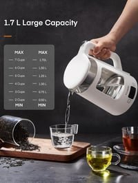 FOHERE Elektromos Vízforraló Hőmérséklet Szabályozással - 1,7L Üveg Teafőző, Melegen Tartó Funkcióval, 2200W Gyors Forralás, 5 Színű LED 6